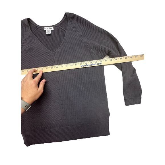 ATHLETA Hanover Womens Sweater Sz M V Neck Merino Wool Blend Purple Dusk Violet - Picture 4 of 11